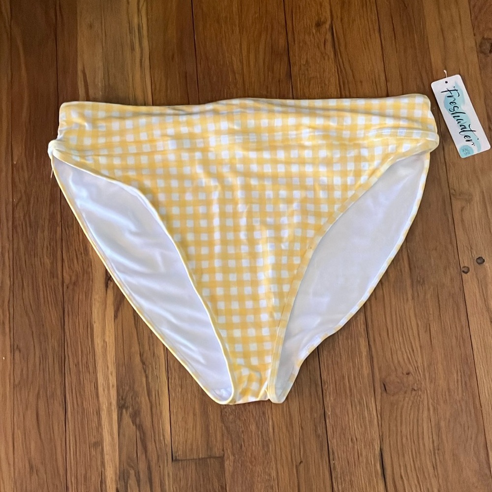 NWT Freshwater Yellow Checked/ plaid banded high leg size XXL